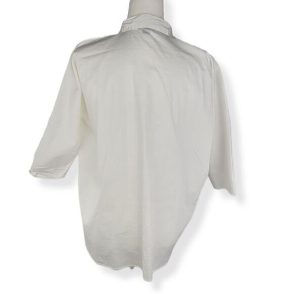 Ann Taylor Square oversize button up  Off White Blouse Small - Picture 2 of 4